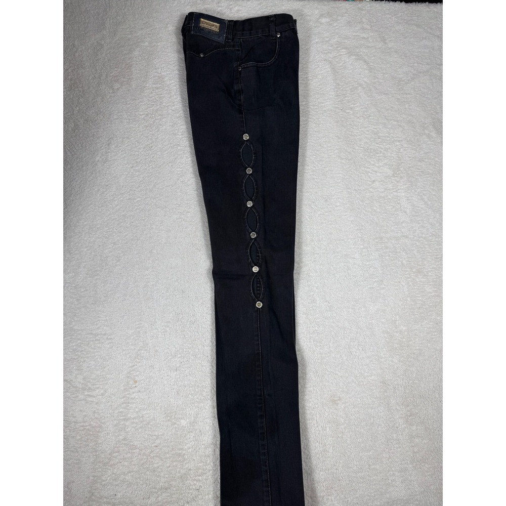 Lawman Western Jeans Womens Size 0 Black Vintage Cutout Slim Fit Denim 90s